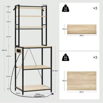 Keukenrek met 6 Planken en Stopcontact – Multifunctioneel, Verzenden, Nieuw