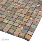 Geborsteld koper met glas en noorse leisteen mozaiek mix 30x, Verzenden, Nieuw