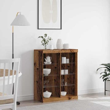 vidaXL LED Sideboard Oud hout 81 x 37 x 100 cm Bewerkt hout, Minder dan 50 cm, Verzenden, 100 tot 150 cm, Nieuw
