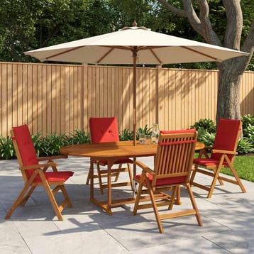 vidaXL 5-delige tuin eetset Naturel Massief Acaciahout, Verzenden, Nieuw