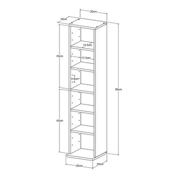 CD DVD kast vakkenkast met 6 planken 90x20x20 cm - verschill, Verzenden, Nieuw