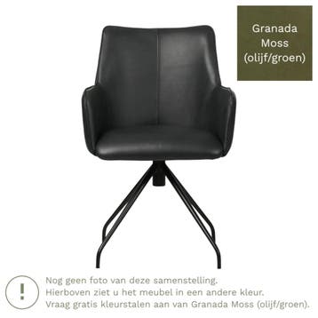 Leren eetkamerstoel Wave - Granada Moss (olijf/groen) -, Overige kleuren, Bohemian, Eigentijds, Industrieel, Modern, Scandinavisch