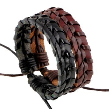 Fako Bijoux - Armband - Leder - Twister - Set, Verzenden, Nieuw