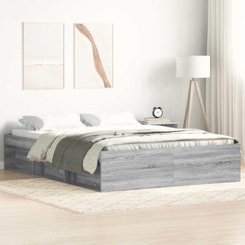 vidaXL Bedframe grijs sonoma eikenkleurig 140x200 cm, Verzenden, 140 cm, 200 cm, Grijs