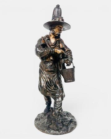 Figuur - Le Marchand de Coco Figure - Patineerd metaal, Antiek en Kunst, Antiek | Keramiek en Aardewerk
