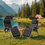 Ligstoel Cloud II met zonnekap, opvouwbaar - zwart, Set van, Verzenden, Nieuw