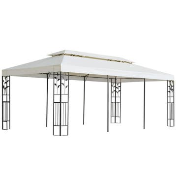 vidaXL Prieel met dubbel dak 6x3 m wit, Verzenden, Nieuw