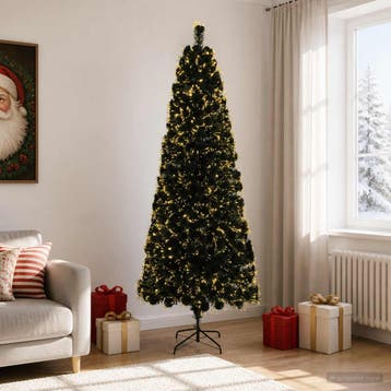 vidaXL Glasvezel kerstboom 210 cm 24 LEDs Warmwit PVC Groen, Diversen, Verzenden, Nieuw