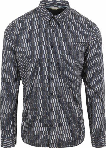 No Excess Overhemd Print Donkerblauw maat XXL Heren, Kleding | Heren, Overhemden, Verzenden, Nieuw, Blauw, No Excess