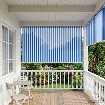 vidaXL Buitenrolgordijn 90% UV-blok Blauw en Witte Streep, Huis en Inrichting, Stoffering | Gordijnen en Lamellen, Verzenden, Nieuw
