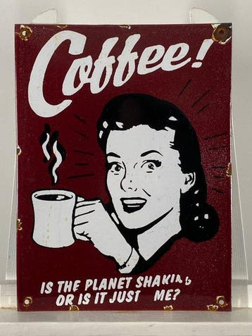 COFFEE - Emaille bord - 40x30 cm - Gemaakt van een dikke