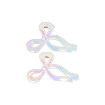 Haarspeld Haarklemmen 4,5cm – Strik – Parelmoer Wit – Set, Nieuw