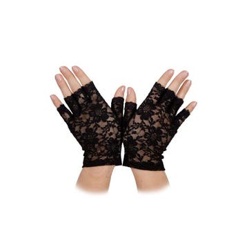 Kant Handschoenen Zwart half, Verzenden, Nieuw, Feestartikel