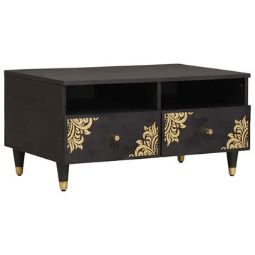 vidaXL Salontafel met lade Zwart 80 x 54 x 40 cm Massief, Verzenden, Nieuw, Overige houtsoorten, 50 tot 100 cm