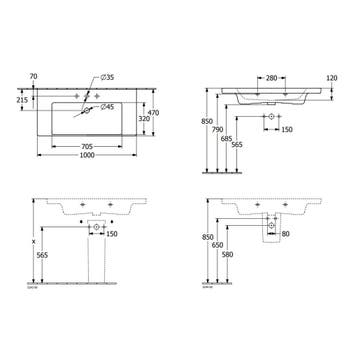 Wastafel Villeroy & Boch Subway 3.0 47x100x16.5 cm Wit, Ophalen of Verzenden, Nieuw