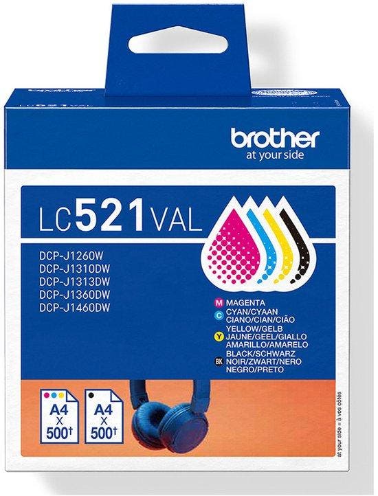 Brother LC521VAL inktcartridge 4 stuk(s) Origineel Zwart,, Witgoed en Apparatuur, Overige Witgoed en Apparatuur, Nieuw, Ophalen of Verzenden