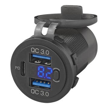 ProPlus USB-inbouwdoos met 3 poorten en voltmeter - Quick..., Ophalen of Verzenden, Nieuw