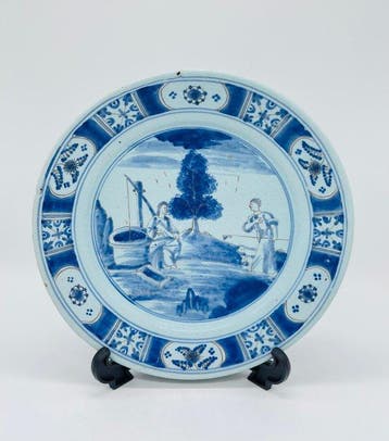 Bord - Delfts blauw - Bord met waterput