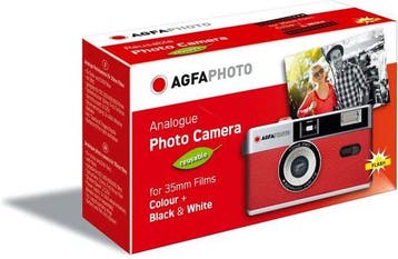 AgfaPhoto 603001 - 35mm Point and Shoot Film Camera - Rood (, Audio, Tv en Foto, Fotocamera's Analoog, Verzenden, Zo goed als nieuw