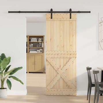 vidaXL Schuifdeur NARVIK 85 x 210 cm (213,5 cm) Naturel en, Doe-het-zelf en Verbouw, Deuren en Horren, Verzenden, Nieuw