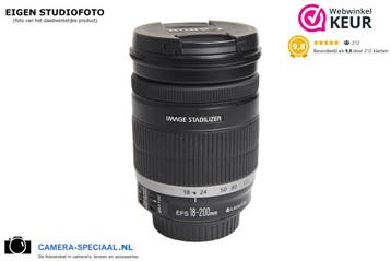 Canon EF-S 18-200mm IS allroundlens met 12 maanden garantie, Ophalen of Verzenden, Zo goed als nieuw, Standaardlens, Zoom