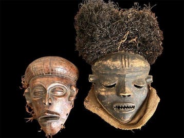 Paar tribale maskers ca. 1950 - DR Congo (Zonder