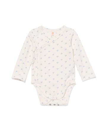 HEMA Baby meegroei overslagromper rib bloemen ecru, Verzenden, Nieuw
