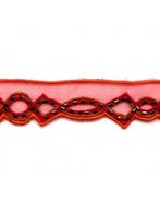 Voile Sier Galon met Kraaltjes Rood, Hobby en Vrije tijd, Naaien en Fournituren, Nieuw