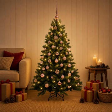 vidaXL Kunstkerstboom met Ballen 150 cm 150 LEDs Warmwit, Verzenden, Nieuw