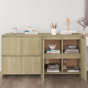 vidaXL Dressoirs 2 st 70x41x75 cm bewerkt hout sonoma, Verzenden, Nieuw, 50 tot 100 cm, 25 tot 50 cm