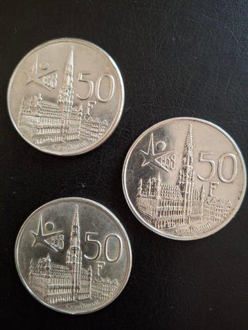België. 50 Franken 1958, 3 x (Zonder minimumprijs)
