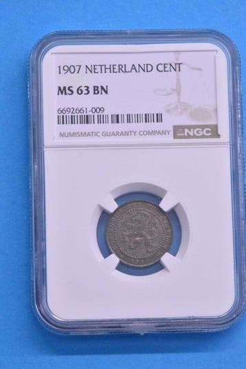 Nederland. Wilhelmina. 1 Cent 1907 MINT STATE 63 (Zonder
