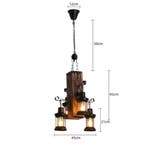 Industriële Retro Hanglamp – 4-Lichts Hout en IJzer Design, Huis en Inrichting, Lampen | Hanglampen, Verzenden, Nieuw
