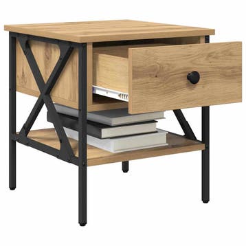 vidaXL Nachtkastje met lade artisanaal eikenkleurig 40 x 42, Minder dan 45 cm, Verzenden, Nieuw, Minder dan 55 cm