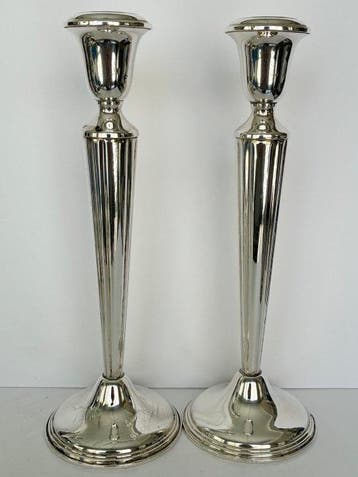 EMPIRE - Kaarsenhouder (2) - .925 zilver - Sterlingzilver, Antiek en Kunst