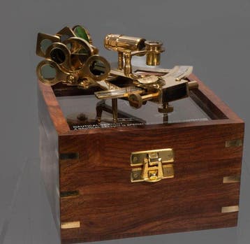 Sextant - Hout, Messing - maritimen Navigationskunst in