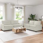 vidaXL Bankstel 2 pcs Crèmekleurig Fluweel, Huis en Inrichting, Verzenden, Nieuw, Stof, Minder dan 150 cm