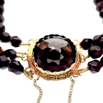 Antieke glaskralen armband met gouden slot (Schakelarmband), Ophalen of Verzenden, Gebruikt, Goud, Goud