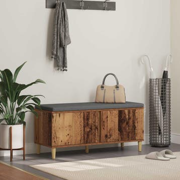 vidaXL Halbank met kussen met opslag Oudhout 100 x 38 x 46, Verzenden, Nieuw