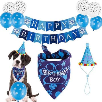 Verjaardags set voor de hond 4 delig  Donker blauw, Ophalen of Verzenden, Nieuw