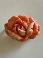 Broche - 12 kt. Geel goud Koraal, Sieraden, Tassen en Uiterlijk, Antieke sieraden