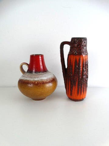 Vaas (2) - West germany - Fat lava - Aardewerk - West Gemany