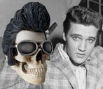 ELVIS PRESLY - sculptuur, Skull with pompadour and goggles -