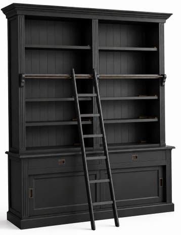 Boekenkast zwart  met trap Emst 200 x 240cm, Ophalen of Verzenden, Nieuw