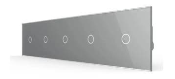 Livolo Touch Schakelaar 1+1+1+1+1 | Grijs | Smart |, Doe-het-zelf en Verbouw, Elektra en Kabels, Ophalen of Verzenden, Nieuw, Schakelaar