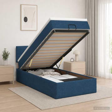 vidaXL Ottoman bed met matras met hoofdeinde Blauw 90 x 200, Verzenden, Nieuw, Eenpersoons, Blauw