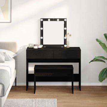 vidaXL Kleedkamer Kruk Zwart eiken 70 x 35 x 45 cm Bewerkt, Huis en Inrichting, Verzenden, Nieuw