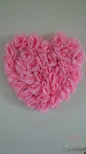 Hart autodecoratie zijden bloemen roze met zuignappen 45x40, Hobby en Vrije tijd, Ophalen of Verzenden, Nieuw