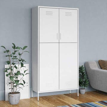 vidaXL Kledingkast 90x50x180 cm staal wit, Verzenden, Nieuw