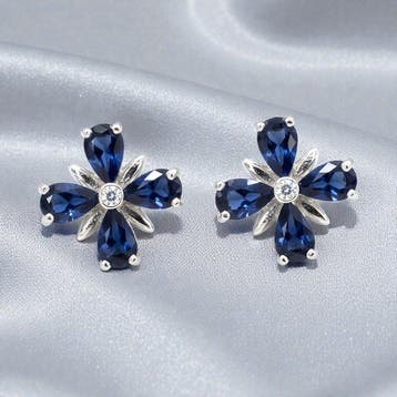 Zonder minimumprijs - Oorbellen Verguld Saffier - Topaas -, Sieraden, Tassen en Uiterlijk, Oorbellen, Nieuw